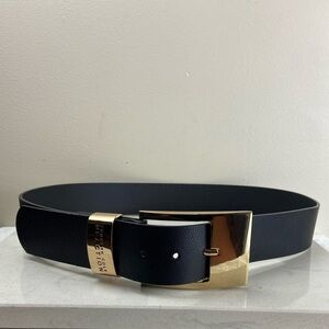 Black Leather Belt By Keneth Cole with Gold Buckle